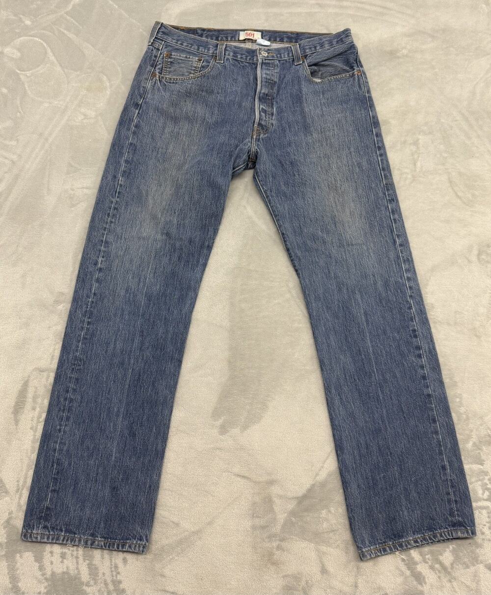 Levi's 501 Original Straight Leg Jean women 38x34 Blue Button Fly Denim 501-0115